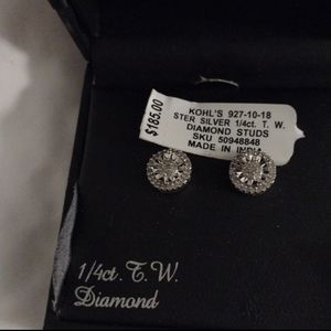 sterling silver 1/4ct T.W. diamond studs.